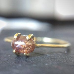 One of a Kind Rose Cut Diamond and 18k Gold Ring